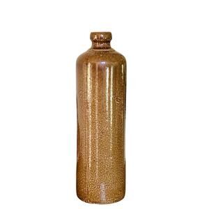 Vintage Brown Studio Pottery Bottle Handcrafted Stoneware Bud Vase Rustic Decor